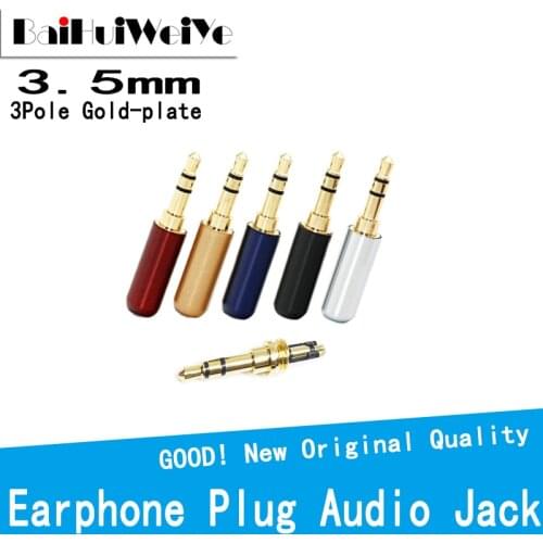 5Pcs/Lot High Quality 3.5mm Plug Audio Jack 3Pole Gold-Plated Earphone Adapter For DIY Stereo Headset Earphone/Repair Earphone
