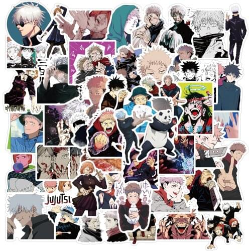 50Pcs/Lot Anime Jujutsu Kaisen Stickers for Car Laptop PVC Bicycle Backpack Home Decal DIY Waterproof PVC Toy Stickers