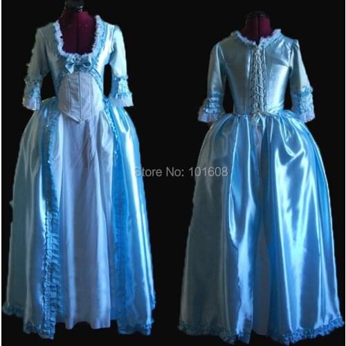 Tailored!Royal Eras Blue Court Queen Duchess Civil war Theatre 18th Court Belle Marie Antoinette DRESS Victorian dresses HL-340