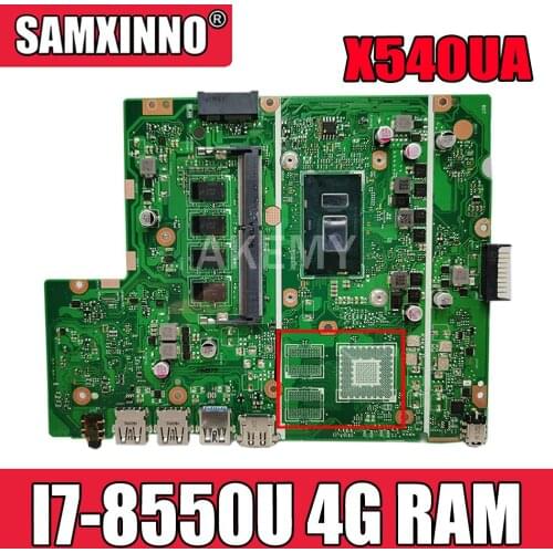 Akemy X540UAR Motherboard For ASUS X540UA X540UAR X540UB X540UBR X540UV Laotop Mainboard I7-8550U 4G RAM Tested free shipping