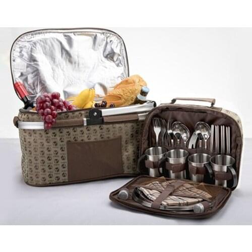 AYC1603 Portable Thermal Picnic Food Bag Camping Picnic Packet Lunch Food Oxford Cloth Thermal Bag Meal Bag For Four People