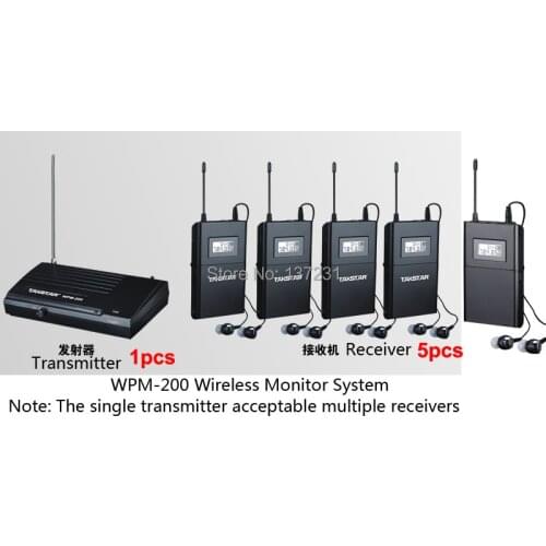 New Hot UHF Wireless In Ear earphones Stage Monitor System 1 Transmitter 5 Receiver Pack Wireless Monitor System free shipping