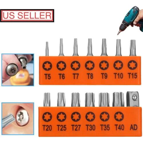 Alloy Steel Security Tamper Proof Hex Bit T5-T40 Torq Star Bits Spanner 1/4 Inch Hex Shank Allen Wrench Drill Bit Metric