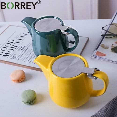 BORREY Japanese Ceramic Teapot With Stainless Steel Strainer Filter Exquisite Ceramic Teapot for Puer Oolong Kung Fu Tea Set
