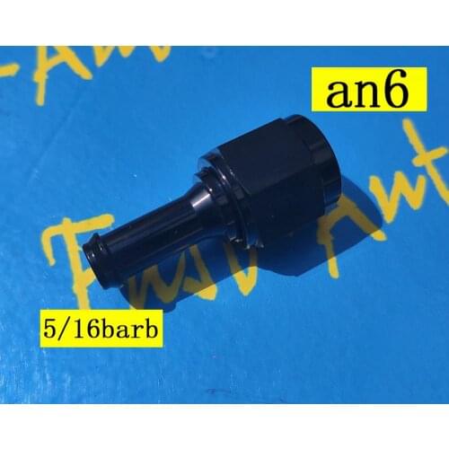 Black 9/16-18unf thread AN6 -6AN AN -6 Female to 5/16" (8mm) Barb hose Adapter Fitting