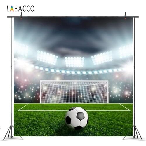 Laeacco Football Field Soccer Stadium Grassland Photography Backgrounds Birthday Backdrops Photophone Photocall For Photo Studio