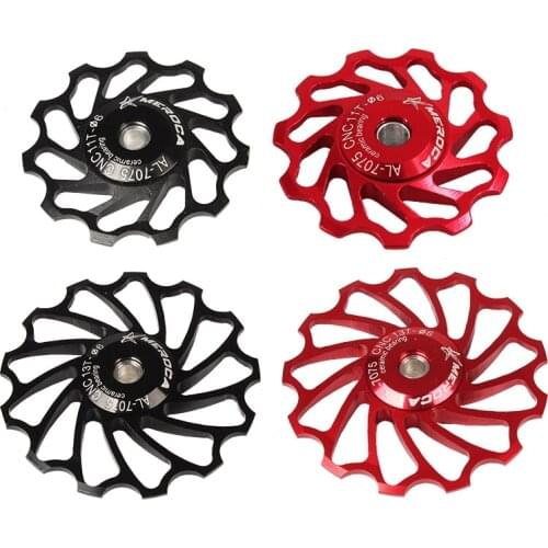 MEROCA Mountain Bike Road Bicycle 11T 13T Aluminum Jockey Wheel Rear Derailleur Pulley Ceramics Bearing Guide
