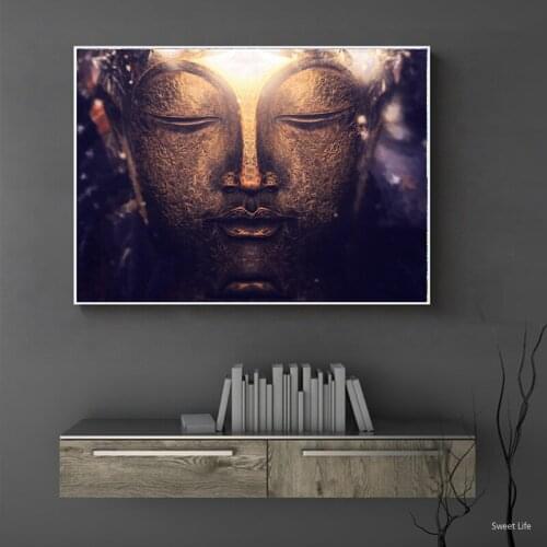 Canvas Painting Wall Art Picture Brown Modern Big Style Poster Religious Buddha Icon Wall Picture for Home Decor Living Room