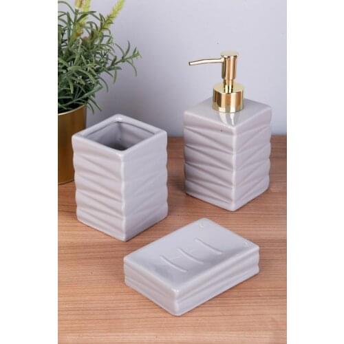 Vip Gross 3 Piece Ceramic Bathroom Set Square 2022 Model Bathroom Set Square Bathroom Accessories Bathroom Liquid Soap Dispenser