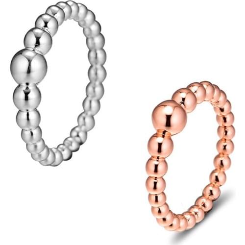 String of Beads Ring Jewelry 925 Sterling Silver Rings for Women Charm Jewelry Girls Rose Golden Simple Ring Jewelry Findings