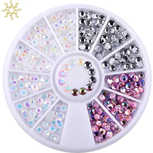 DIY Nail Art Wheel Round Rhinestone Crystal Glitter Bead Pearl Wheel Nail Art Tips Jewelry Decoration DIY Nail Accessories Tool