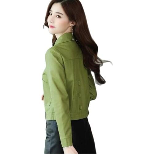 2021 Basic Silm Women Pu Leather Outwear Woman Black Short Coat Female Spring Autumn Botton Casual Faux Leather Jacket Women W52