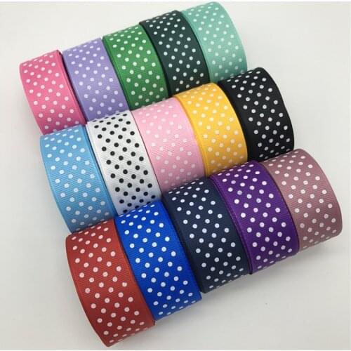 5yards 1inch 25mm Grosgrain Ribbon Printing Polka Dot For Hair Bow Party Christmas Wedding Decoration DIY Gift Wrapping