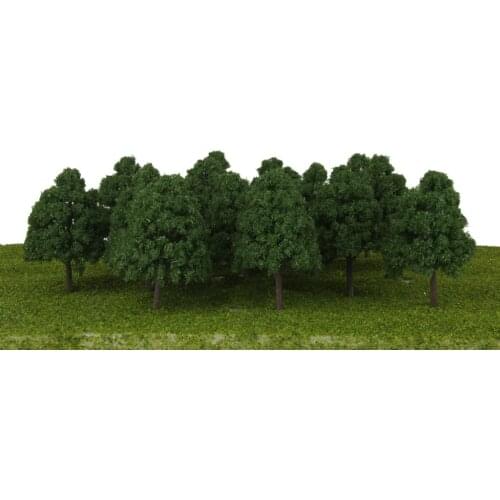 MagiDeal 25Pcs/Lot 1/150 Scale Dark Green Model Trees Train Layout Wargame Scenery Diorama for Garden Park Village Decor Acce