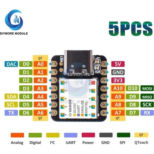 5pcs Seeeduino XIAO SAMD21G18 Development Board Microcontroller for Arduino UNO Nano Cortex M0+ 3.3V IIC I2C UART SPI Interface