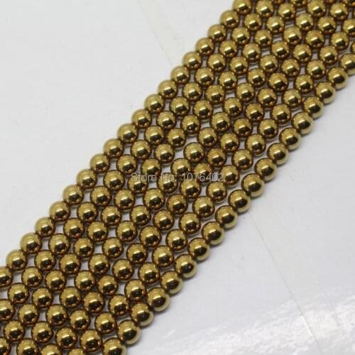 Mini. order is $7!4mm Beautiful Yellow Hematite Round Loose Beads 15"