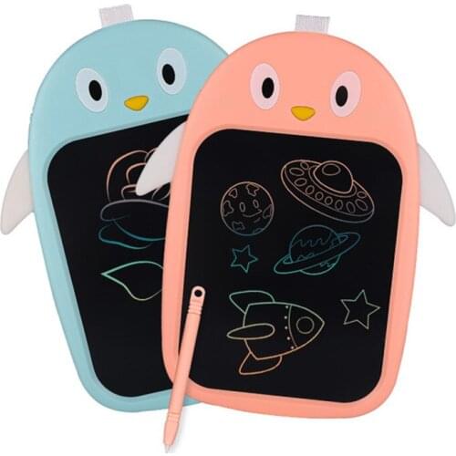 Mini LCD Writing 8inch Color Board Childrens Cartoon Penguin Digital Drawing Tablet One-Button Lock Screen