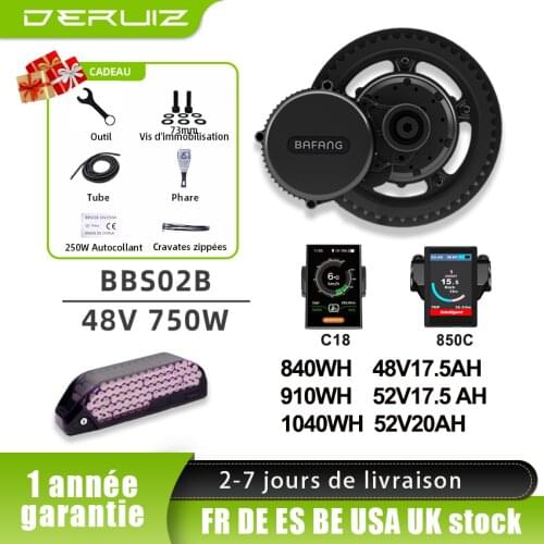 Bafang Motor BBS02B BBS02 48V 750W Engine Electric Bike Conversion Kits Mid Drive Motor With 18650 Lithium 48v17.5ah Samsung Kit