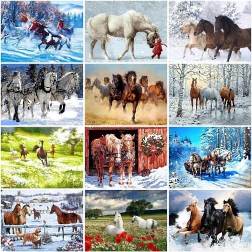 SDOYUNO Painting By Numbers Horse DIY Oil Paint By Numbers On Canvas 60x75cm Frameless Number Painting Home Decor