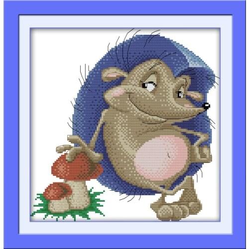 Little hedgehog cross stitch kit cartoon 14ct 11ct count print canvas stitching embroidery DIY handmade needlework