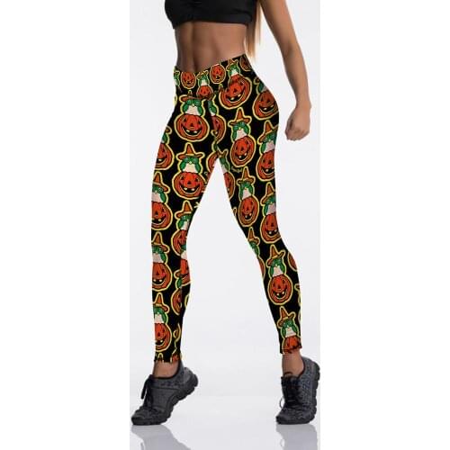 New 3D Halloween Pumpkin Digital Print Leggings Women High Waist Plus Size Pants Fitness Stretch Leggings