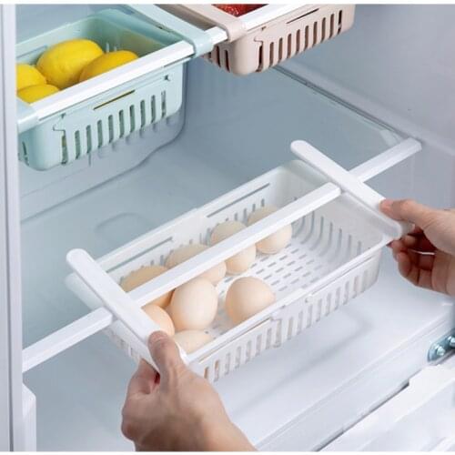 New Creative Telescopic Refrigerator Storage Box Fresh Spacer Layer Storage Rack Drawer Fresh Spacer Sort Kitchen Organizer Tool