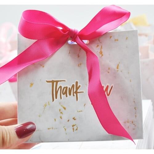 Wholesale Creative Mini Rose Red Ribbon Marble Gift Bag eyelash packaging Boxes Party Chocolate Paper Package/Wedding Candy Box