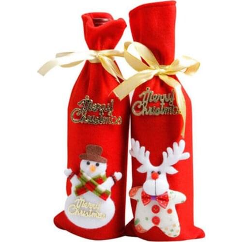 Christmas Wine Bottle Decor Set Santa Claus Snowman Bottle Cover Clothes Xmas Decoration New Year Dinner Wine Bottle Covers