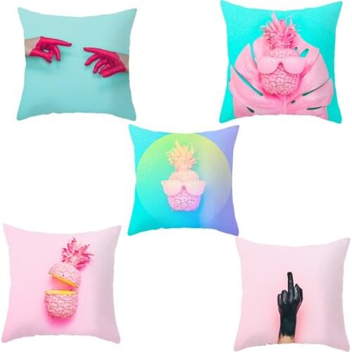 Pink Tropical Cushion Cover Polyester Pillow Covers For Sofa Office Home Decor Luxury Cushion Cover Decorative Pillow case