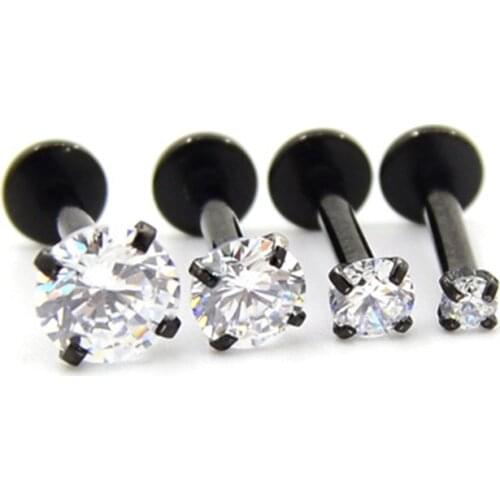 1 Pc color Labret Lip Ring Zircon Anodized Internally Threaded Prong Gem Tragus Helix Ear Piercing Earring women
