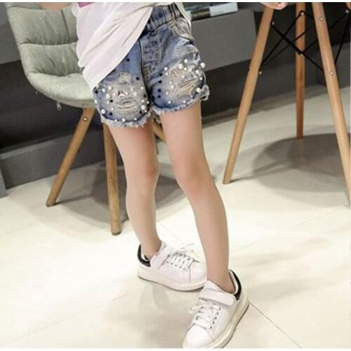 Baby Girl Shorts Fashion Pearl Denim Shorts for Girl High Quality New Arrival 3 4 5 6 7 8 9 10 11 Years Big Girls Jeans Summer