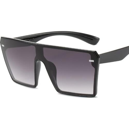 Fashion Male Flat Top Sunglasses Women Men Brand Black Square Shades UV400 Gradient Sun Glasses for Men Cool One Piece Designer