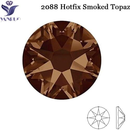 YANRUO 2088 Smoked Topaz Iron On Glass Stones Beads Hotfix Rhinestones Applique Stones For Needlework Diy Craft Cabochons
