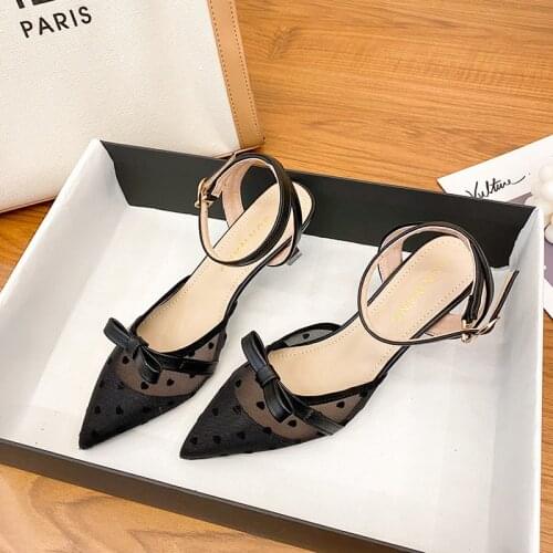 2021 Women Fashion Fairy Style Pointed High Heels Female Mesh Stiletto Sandals Shoes