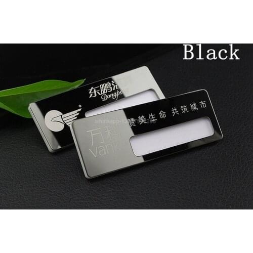 10pcs custom engraved laser name tag magnet identification stainless steel reusable name badge holder