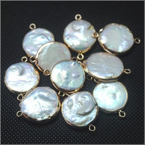 3pcs natural cultured freshwater pearl golden pearl connectors big shape of keshi pearl silver color