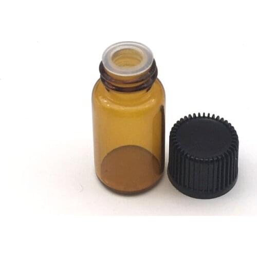 50pcs 3ml Amber Perfume Glass Vials Small Mini Essential Oil Bottle Small Bottles with no hole tip