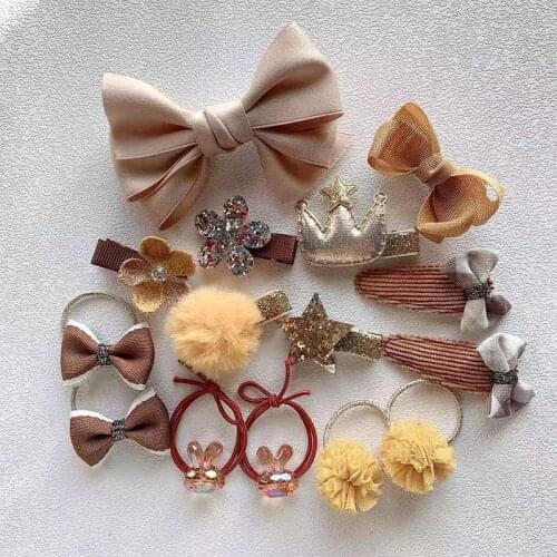 8/15 Pcs/Set Cute Baby Hair Clips Bows Crown Elastic Hairbands Kids Rubber Band Children Hairpin Barrettes Girl Hair Accessories