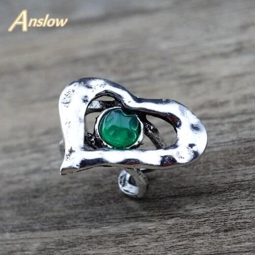 Anslow 2020 New Designer Retro Vintage Fashion Jewelry Heart Resin Women Ring For Couple Friends Party Birthday Gift LOW0014AR