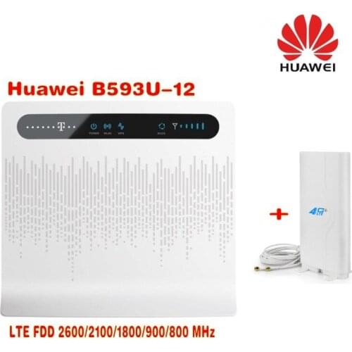 Huawei-B593u-12-4G-LTE-Wireless-CPE-Router-Gateway-100Mbps-Moblie-WiFi-Hotspot plus 49dbi SMA 4g Antenna