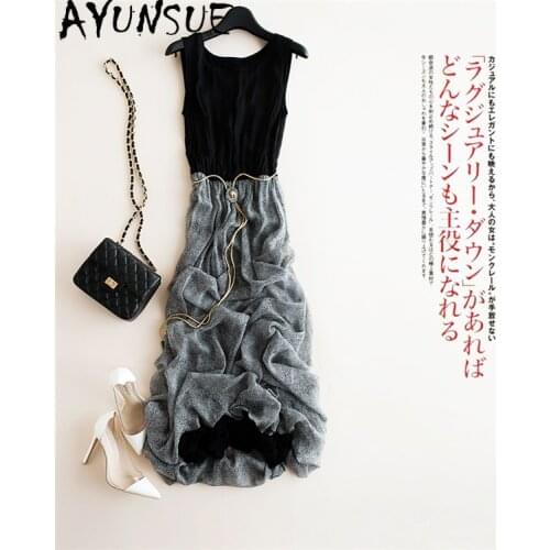 AYUNSUE Long Summer Dress 2021 Women Natural Silk Dress Beach Sleeveless Korean Elegant Maxi Dresses Vestidos De Verano KJ6951