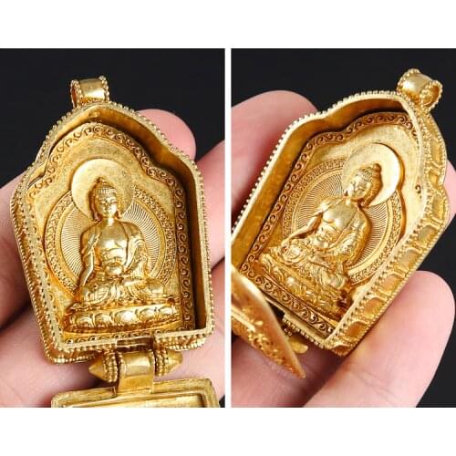 Asia Thailand Greco-Buddhist pocket travel efficacious Mascot safe good luck Sakyamuni Buddha Amulet Buddhist copper Pendant