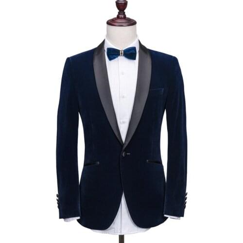 Velvet Slim Fit Men Suit Blazers Groomsmen Tuxedos Prom Casual Velour Mens Suits Wedding Groom Clothes(Jacket+Pants)