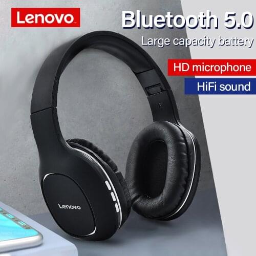 Lenovo HIFI Stereo Earphones Bluetooth Headphone Music Headset Wireless Over Ear Headphones with Mic for XiaoMi iphone Tablet
