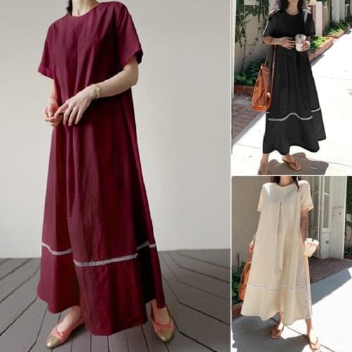 Bohemian long dress women summer plain ultra long dress women beach party loose casual dress