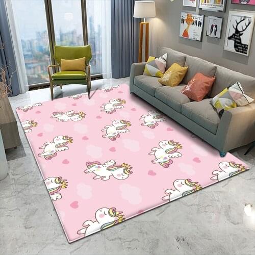 Kids Unicorn Stars Flowers Rugs Childrens Carpets For Baby Home Living Room Large Bedroom Parlor Kitchen Door Floor Bath Mats