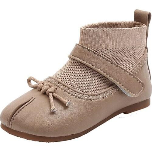 Childrens Martin boots boys and girls 2020 autumn mid-high top horseshoe socks shoes bright leather paint boots flat boots