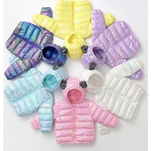 Bright childrens down jacket winter hooded outerwear boys and girls jackets Kids Warm Outerwear Hooded Coat Snowsuit Overcoat