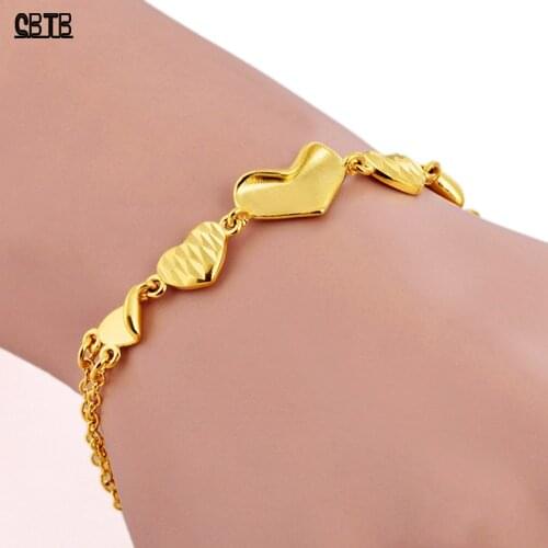 Muslim Gold Bracelet Turkey Ethiopian African Woman Jewelry Dubai Love Heart Shaped Bracelet Accessories Holiday Gift Wholesale