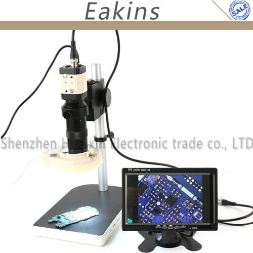 1000 Lines Colorful BNC CCD Industrial Digital Video Camera Microscope Set + 130X C-MOUNT Lens + Stand +56 LED Light +7" Monitor